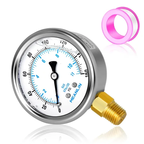Miniatura 28 de MEANLIN MEASURE - Manómetro de vacío de presión -30inHG~0Psi, esfera con cara de 2.5 pulgadas, NPT de 1/4 de pulgada, manómetro de acero inoxidable