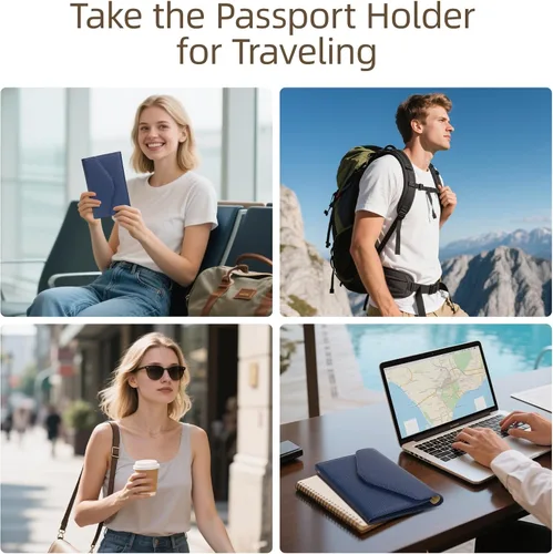 Miniatura 128 de Zoppen - Billetera de viaje con bloqueo RFID multiusos (Ver.4) Portatarjetas de pasaporte y vacunas, organizador de documentos de tres pliegues