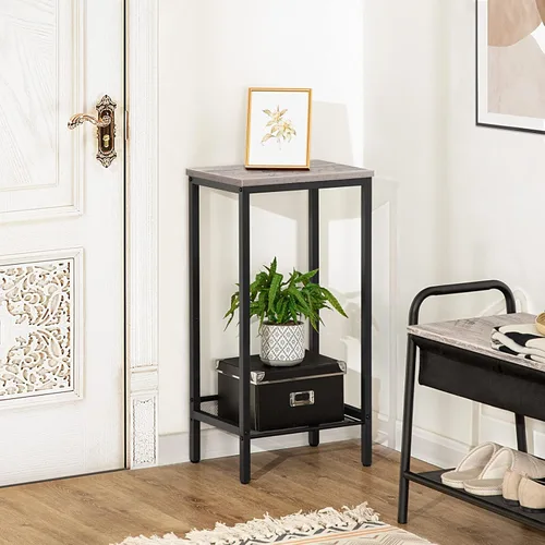 Miniatura 5 de HOOBRO Mesa auxiliar alta, mesa de teléfono industrial con estantes de malla ajustables, para sala de estar, dormitorio, entrada, oficina