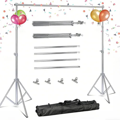 Miniatura 8 de Kit de soporte de fondo ajustable de 10 pies, sistema de soporte de fondo de fotografía de alta resistencia con abrazaderas y bolsa de transporte