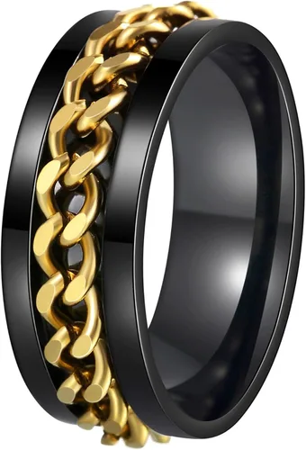 Miniatura 104 de Anillos giratorios para la ansiedad para hombre, anillos clásicos de cadena para mujeres y adultos, anillo de acero de titanio