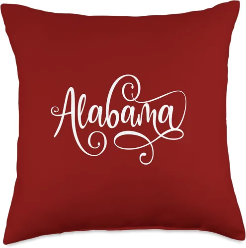 Miniatura 5 de BDAZ Alabama Bama Fancy White Script Design - Almohada para mujeres y adolescentes, 16 x 16 pulgadas, multicolor