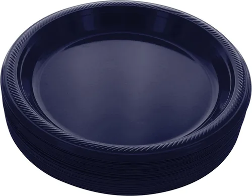 Miniatura 7 de Amcrate Platos desechables de plástico, negro, 10.4 pulgadas, fuertes y resistentes para fiestas, cenas, vacaciones, picnic, viajes, paquete de 50