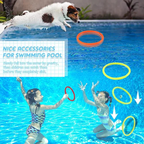 Miniatura 5 de Lewtemi 30 anillos de buceo de arco iris para piscina, juguete de buceo para niños, fácil de encontrar y agarrar, adecuado para niños y adultos, 6