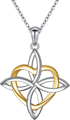 Miniatura 69 de FLYOW Collar con colgante de nudo celta de plata de ley 925 de buena suerte irlandés para mujer, regalo de cumpleaños y graduación