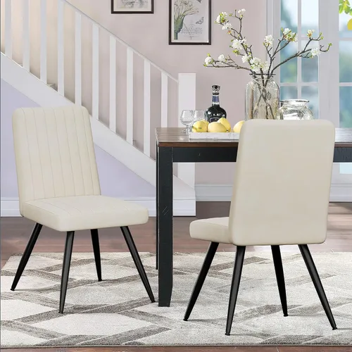 Miniatura 4 de Alunaune Juego de 2 sillas de comedor modernas de terciopelo, sillas de comedor tapizadas para cocina, sillas de ocio sin brazos de mediados