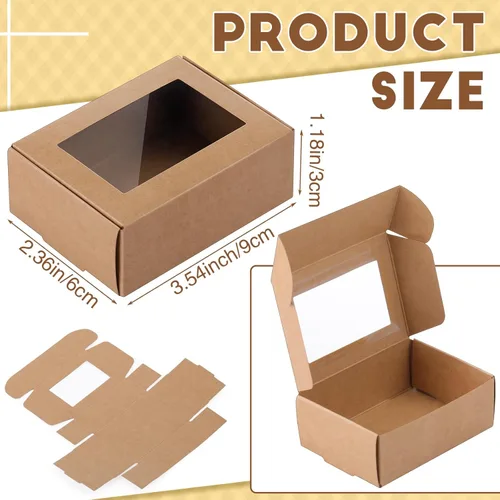 Miniatura 2 de Zonon 30 piezas de cajas de jabón para embalaje casero, mini cajas de regalo de papel kraft con ventana para panadería, caramelos, fabricación