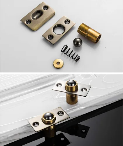 Miniatura 7 de Pestillo de bola para puerta de armario, cierre de bola de resorte ajustable para puerta francesa, paquete de 2 (bronce)