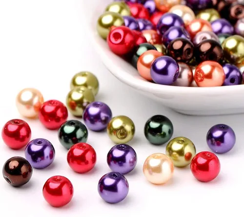 Miniatura 6 de Pandahall - 400 cuentas de perlas de vidrio perlado brillante de 0.157 pulgadas (0.157 in), cuentas espaciadoras sueltas de vidrio de color mixto