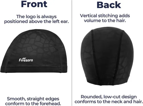 Miniatura 8 de Gorro de natación de tela Firesara, gorro de baño de alta elasticidad mantiene el cabello limpio y transpirable, se ajusta tanto al cabello largo