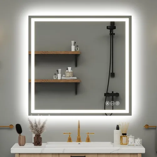 Miniatura 11 de Espejo de baño LED de 24 x 32 pulgadas, espejo de baño antivaho con luces, espejos de tocador iluminados montados en la pared, regulable
