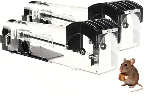 Miniatura 9 de Trampas humanas para ratones de 12 pulgadas de liberación sin contacto, fácil de usar, limpias, aptas para niños y mascotas (1 pieza negra)
