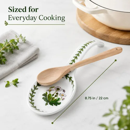 Miniatura 4 de Portmeirion Botanic Garden - Soporte para cuchara de cocina y encimera de cocina, diseño floral de margaritas, hecho de porcelana, 8.75 pulgadas