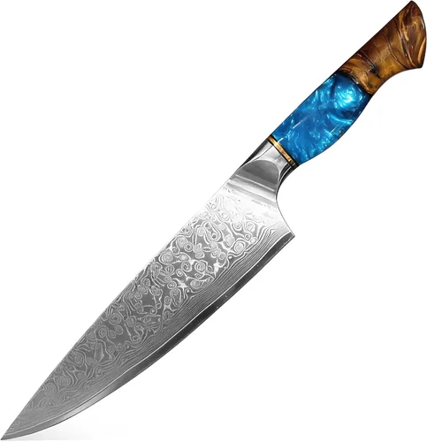 Miniatura 8 de Cuchillo de cocina de Damasco, acero de damasco de 67 capas, juego de cuchillos de chef profesionales de 13 pulgadas para cocina, mango ergonómico