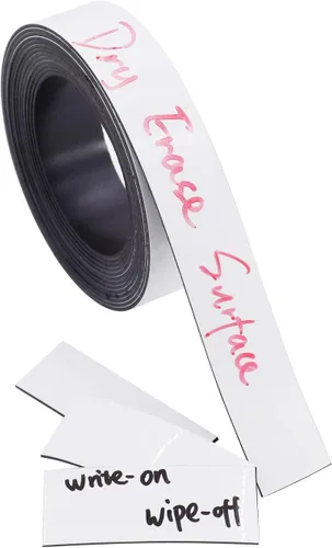 Cinta magnética blanca de borrado en seco de 3/4 pulgadas por 10 pies, tira magnética flexible para escribir y limpiar por DGQ