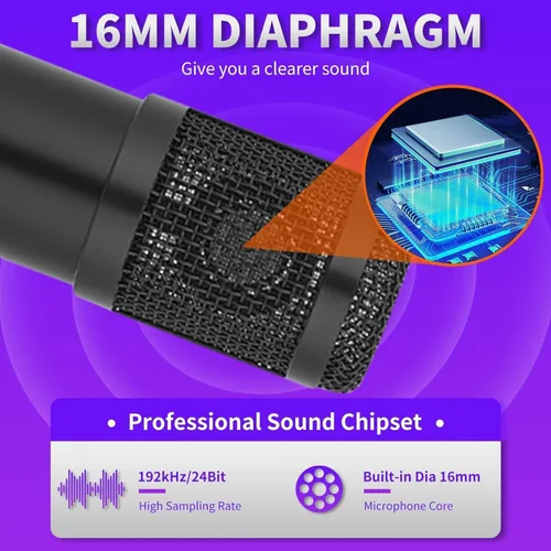 Miniatura 4 de Micrófono de condensador, profesional cardioide para estudio, transmisión, podcast, PC, computadora, USB, set de micrófono con brazo de tijera