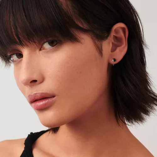 Miniatura 2 de CHIC & ARTSY Aretes de aro de plata de ley 925, pequeños aretes de aro de bola, barra, estrella, luna, corazón, cruz, punto, triángulo, medio aro