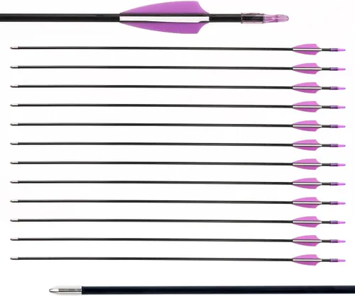 Miniatura 4 de LWANO Flechas de fibra de vidrio de 28" - Flechas de práctica de arquería con puntas rombas y eje duradero para niños, jóvenes, principiantes