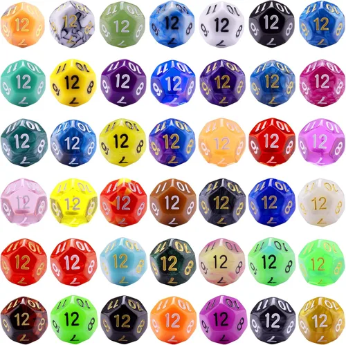 Miniatura 2 de AUSTOR Juego de 42 dados poliédricos de 6 caras, surtido de dados de colores mixtos con una bolsa de almacenamiento de terciopelo negro