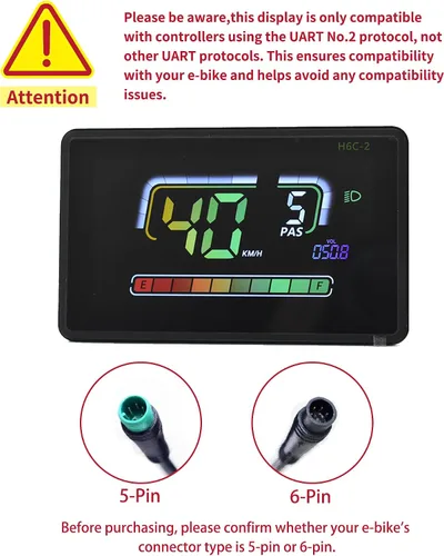 Miniatura 2 de Pantalla Ebike, protocolo UART Nº 2, conexión inalámbrica de aplicación para computadora de ciclismo LCD colorida, con puerto de carga USB, pantalla