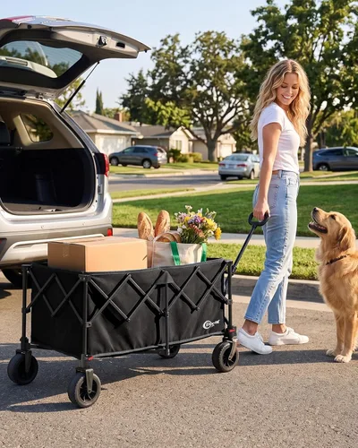 Miniatura 2 de Portal Carro plegable con ruedas grandes, carro extra grande de 300 L, carro utilitario ligero de 18.7 libras, carro resistente para playa