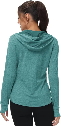Miniatura 53 de TBMPOY Chaquetas con capucha y protección solar UPF 50+ para mujer, ligeras, de manga larga, para senderismo, exteriores, con cremallera completa