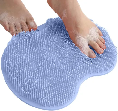 Alfombrilla de ducha para pies con ventosas antideslizantes, almohadilla de masaje para pies y espalda, alfombrilla de masaje para pies de ducha Azul