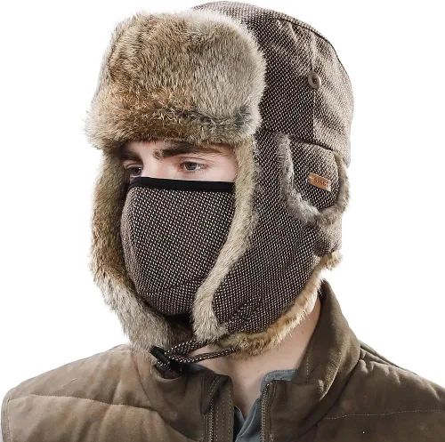 Miniatura 35 de Comhats Gran XL Trapper Trooper Caza Cálido Oído Solapa Rusia Ushanka Invierno Esquí Clima Frío Bombardero Sombreros para Hombres