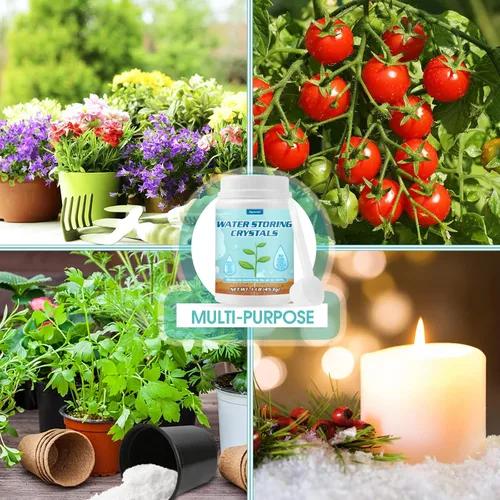 Miniatura 7 de Cristales de almacenamiento de agua de 1 libra para plantas con cuchara, gel de agua que resuelve problemas de riego excesivo y sequía, mantiene