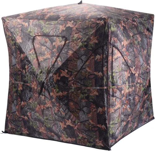 Tangkula Persiana desplegable para 3 personas, persiana portátil de caza con ventanas de malla, bolsa de transporte y estacas de tierra, tienda de
