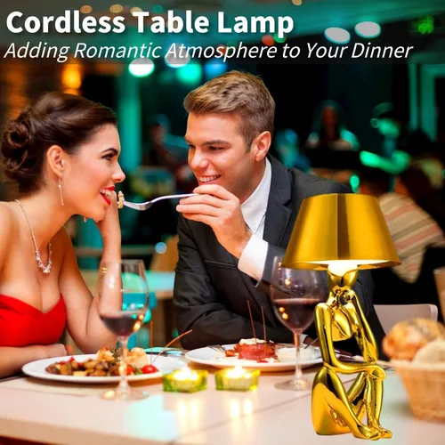 Miniatura 3 de Thinker Lamp Collection, lámpara de mesa inalámbrica, recargable, funciona con pilas, lámpara de escritorio, control táctil, portátil, LED, mesita