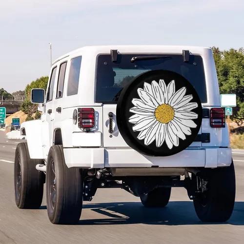 Miniatura 3 de Pretty White Flower Sun Daisy - Cubierta de neumático de repuesto para Jeep, remolque, RV, SUV y muchos vehículos de 13 pulgadas