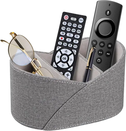 Miniatura 7 de Soporte de Cuero PU para Control Remoto de TV, Organizador de Controles Remotos de 3 Compartimentos para DVD, Blu-Ray, Reproductor Multimedia