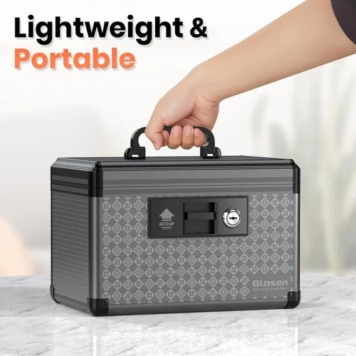 Miniatura 4 de Glosen Caja de bloqueo de medicina, caja de almacenamiento con cerradura para dormitorio, baúl de almacenamiento con cerradura de llave, maletín