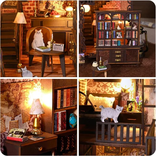 Miniatura 5 de Kits de rincón de libros para adultos, kit de sujetalibros 3D 2026, kit de construcción de modelo de casa de libro mágico, decoración con sensor
