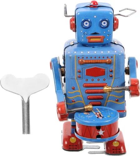 Wind up Vintage Robot: robot de hojalata de batería de relojería - Retro coleccionable para decoración del hogar, diversión interactiva y regalos