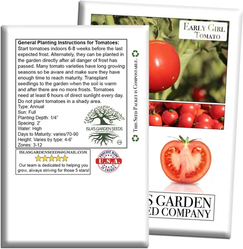Miniatura 7 de Semillas de tomate Early Girl para plantar, más de 25 semillas por paquete, semillas de jardín de Isla (semillas de jardín de Isla), semillas sin