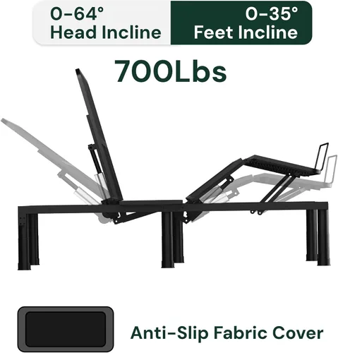 Miniatura 3 de SunsGrove Base de cama ajustable Twin XL con control remoto inalámbrico, gravedad cero, inclinación de cabeza y pie, antirronquidos, preajustes