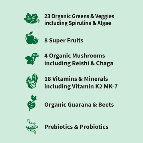 Miniatura 3 de Garden of Life Sport Nutrition Verdes y superalimentos en polvo para mujeres y hombres, sin sabor, mezcla orgánica, espirulina, frutas, vitaminas