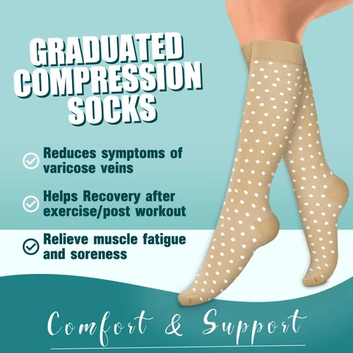 Miniatura 9 de Laite Hebe 4 pares de calcetines de compresión para mujeres y hombres, el mejor apoyo para enfermeras, correr, atletismo