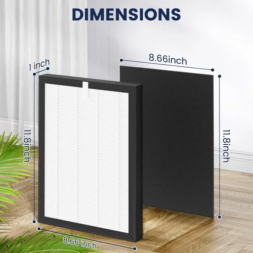 Miniatura 6 de Filtro de repuesto ProHEPA 9000 compatible con purificadores de aire VEVA 9000, 2 filtros de repuesto HEPA y 8 prefiltros de carbón activado