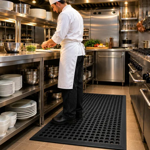 Miniatura 3 de UNIMAT -Drenaje de goma antifatiga para exteriores con respaldo antideslizante Alfombrilla resistente para uso industrial de restaurantes-Alfombra