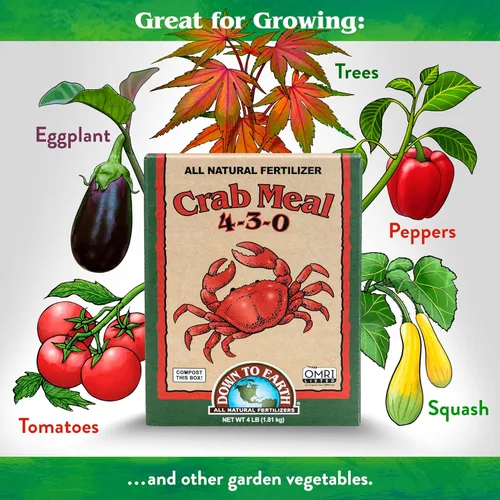 Miniatura 3 de Down To Earth All Natural Fertilizers Harina orgánica de cangrejo - Alimento vegetal para huertos y macizos de flores 4-3-0, 4 libras