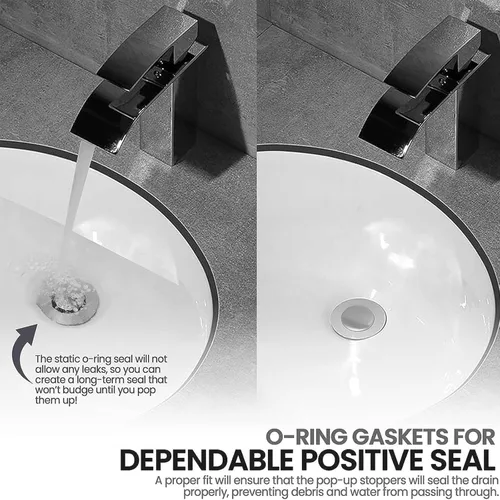 Miniatura 7 de (Paquete de 2) Tapones emergentes para lavabo de baño - con acabado de níquel cepillado - Se adapta a la mayoría de diseños de tapones emergentes