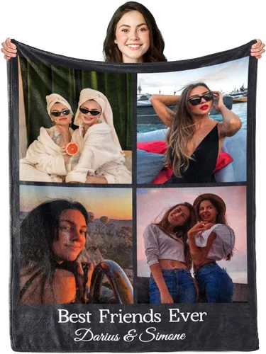 Miniatura 15 de Mantas personalizadas con collage de fotos y texto, hechas en Estados Unidos, mantas personalizadas con imágenes personalizadas para cumpleaños