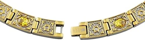 Miniatura 5 de Collar de titanio grueso de cristal amarillo Collar magnético Collar de cadena con imán (21 pulgadas)