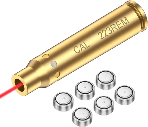 Tipfun - Calibrador de mira, calibre 223, 5.56 mm / 300 Win Mag / 22LR / 9 mm / 6.5 Grendel /.338 Lapua / 30-30 Punto rojo con baterías