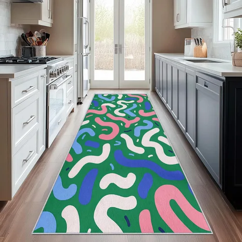 Miniatura 11 de Geometric Runner Rug 2x4 Small - Hallway Runner Rug Retro Mid Century Modern Abstract Pattern, Non Slip, Washable, Geometric Home Decor Carpet for