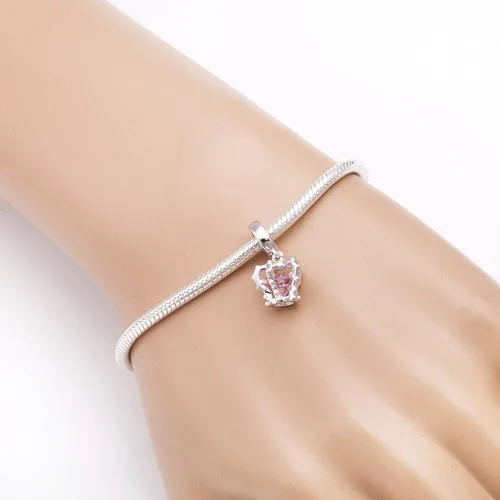 Miniatura 4 de Hoobeads - Colgante de corona de princesa, plata de ley 925, diseño de corona real