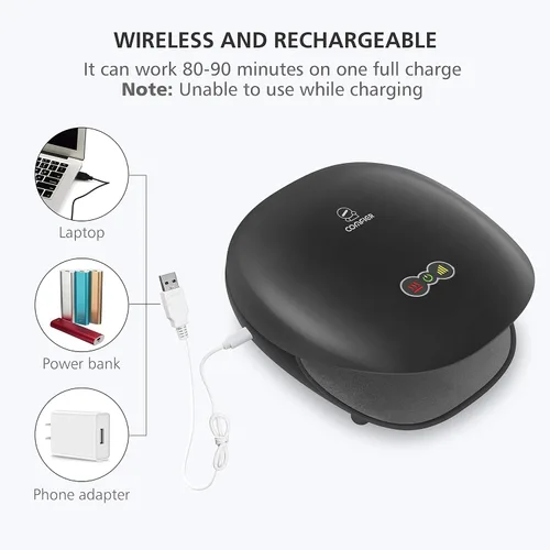Miniatura 6 de COMFIER Masajeador de manos inalámbrico con calor - 3 niveles de compresión y calentamiento, máquina masajeadora de manos recargable para túnel Negro
